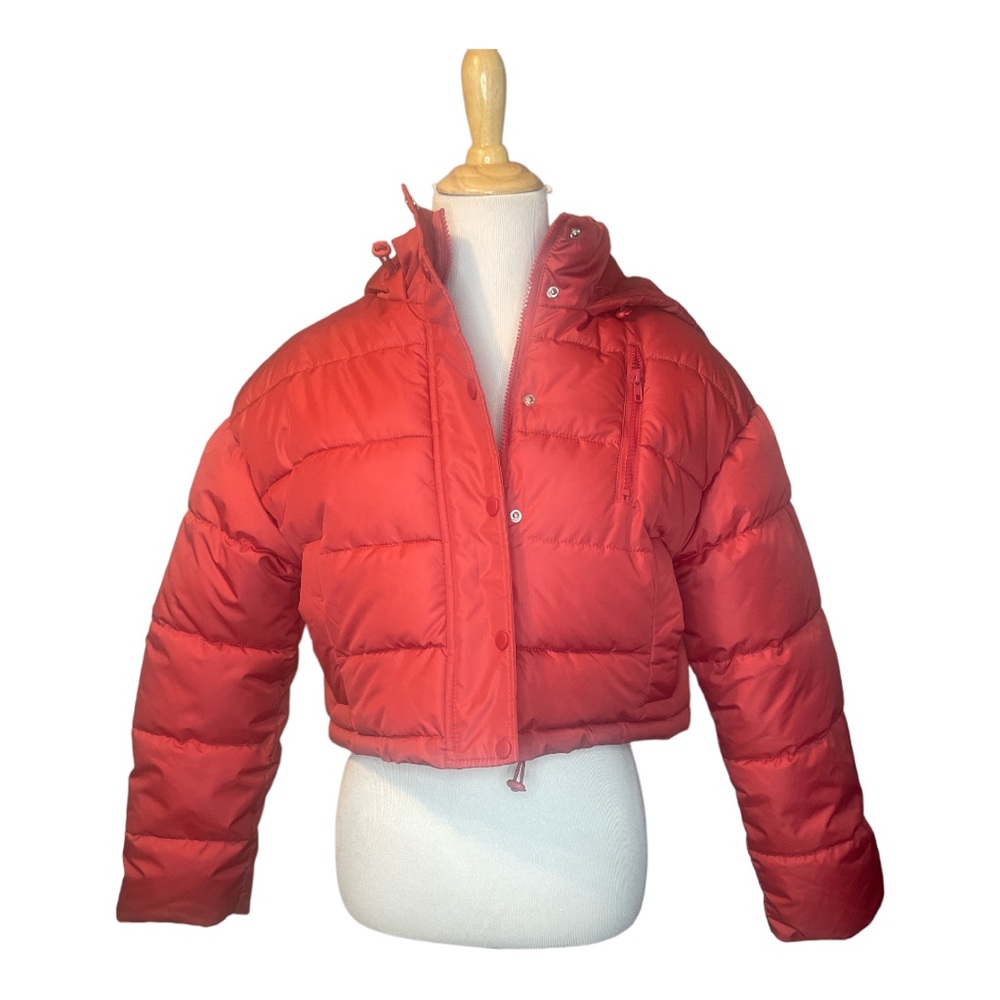 New with Tags-PacSun Red Cropped Puffer Jacket